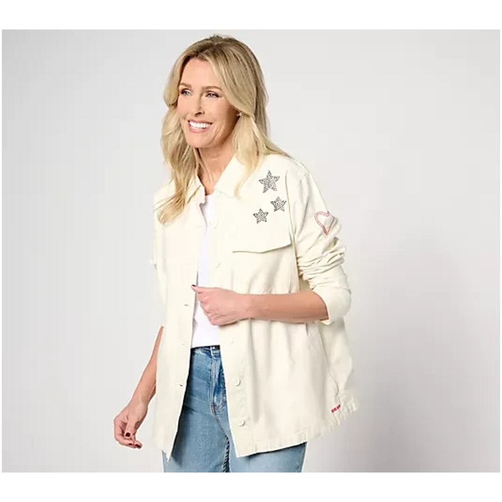 Peace Love World Love Unites Us 100% Cotton Utility Jacket Pristine M A639419
